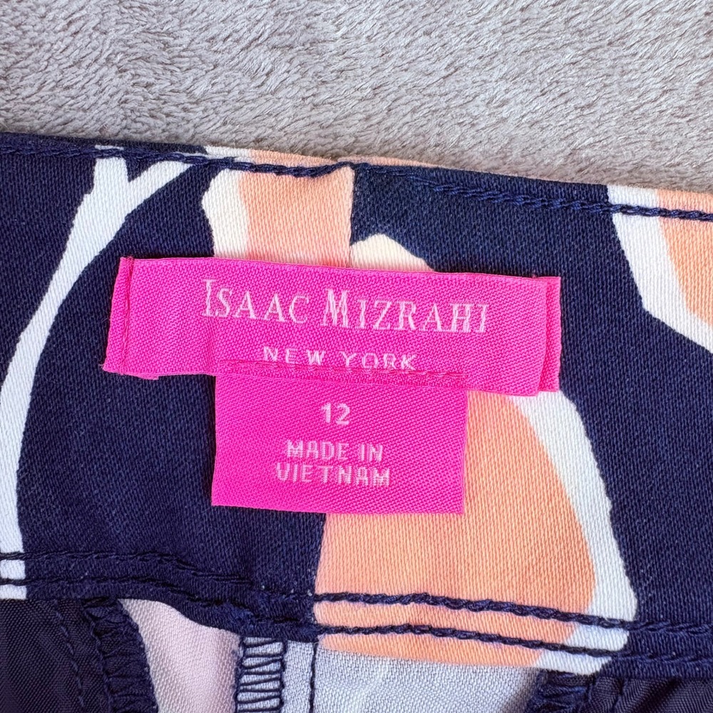 Isaac Mizrahi Womens 12 Navy Floral Scalloped Hem Tailored Shorts Summer Mod NWT - Picture 11 of 11